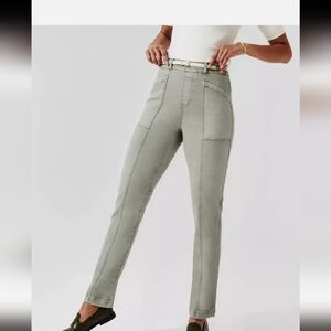 SPANX Stretch Twill Straight Leg Pants - Green